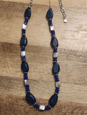 Ruby Rd. Blue Beaded Necklace with Silver Accents